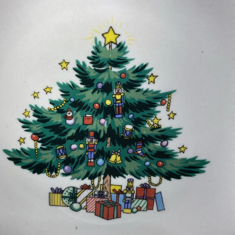 GTI Christmas Tree Dessert Plates Set of 4 Nutcracker Stoneware 7.5 Inch Holiday